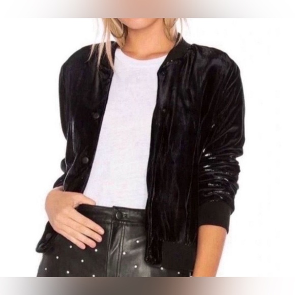 Bailey 44 Women’s “Rite of Night” Black Velvet Bomber Jacket In Excellent Cond - Picture 1 of 7